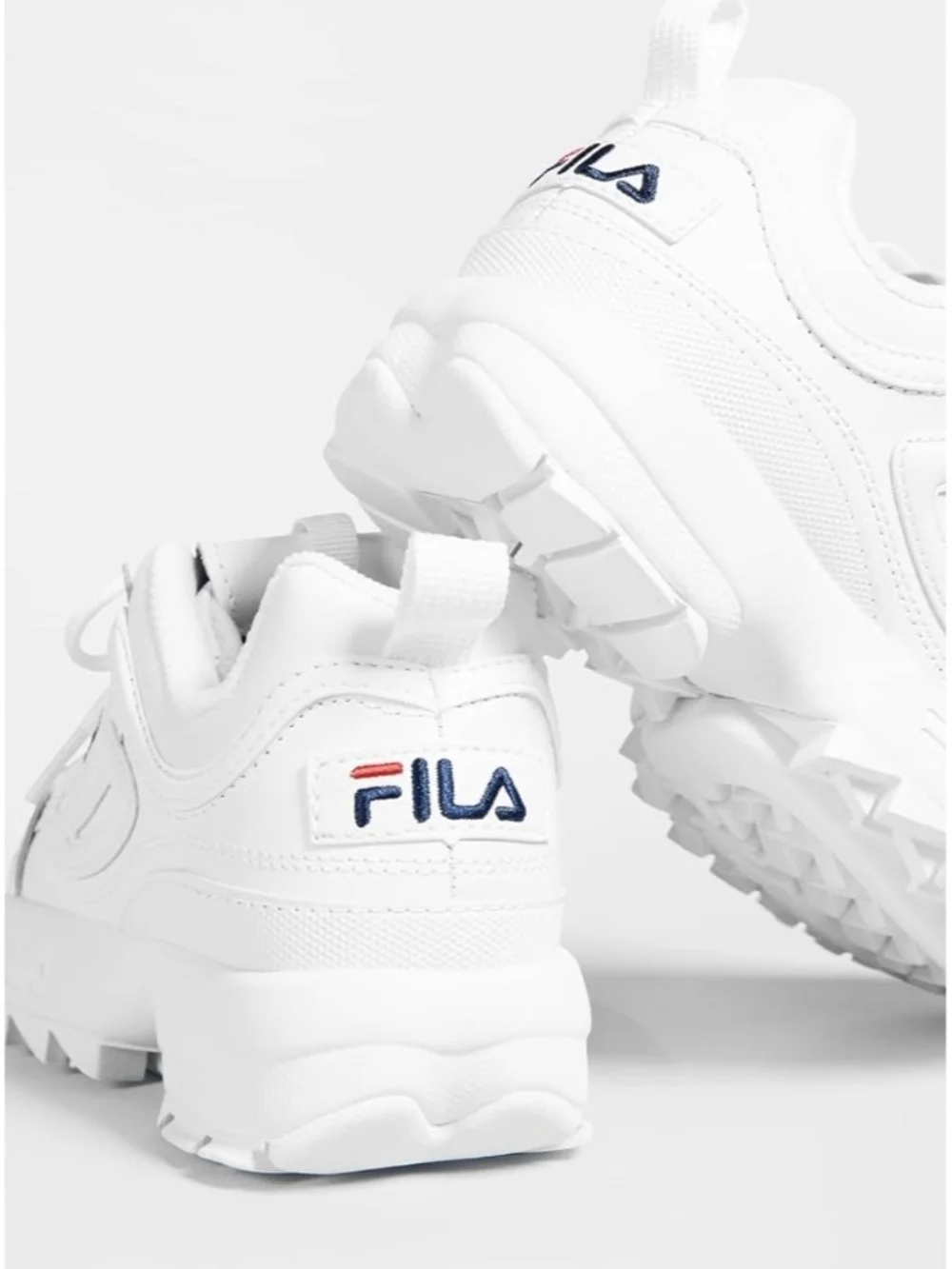Fila White Sneakers with Navy & Red Logo, Size 3 Girls NEW